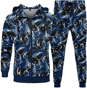 Derniers modèles de vêtements de jogging d'entraînement pour hommes Camo Color Block Hoodie Jogger Sets 100% Cotton New Solid Brand Tracksuits OEM - Product Image 5