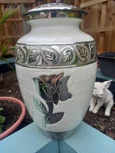 Urne funéraire double pour cendres, blanche avec rose argentée, pour hommes adultes - Product Image 2