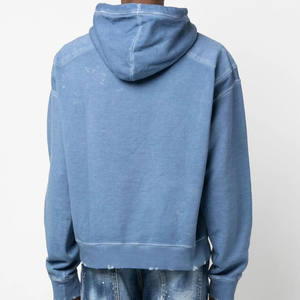 Sudadera con Capucha Gruesa de Algodón 100% de 500 g/m², Personalizada, Extra Grande, con Bordado Desgastado, Estilo Vintage, Lavado Ácido, para Hombre - Product Image 3