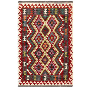 Alfombra Kilim de Maimana, Afganistán, 159 x 102 cm, Alfombra Tradicional Afgana - Product Image 1