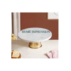 Soporte de pastel de boda de diseño de lujo con tapa de mármol blanco de la mejor calidad con base de metal para bodas, artículos de fiesta, tapa de mármol de nuevo diseño - Product Image 4