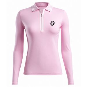 Polo Sublimado a Rayas Blancas y Negras para Mujer, Manga Corta, Estilo Deportivo, Cómodo para Golf y Actividades al Aire Libre - Product Image 1