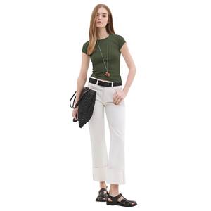 T-shirt décontracté pour femme 100% coton Col rond Coupe régulière Respirant Taille XS XXS - Product Image 1