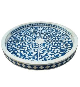 Plateaux de service ronds artisanaux en os incrusté, durables, faits à la main, modernes, de qualité export pour les restaurants et les hôtels - Product Image 2