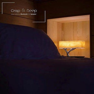 Lampe LED portable sans fil Bluetooth à commande tactile avec abat-jour en bois, design moderne 2023 pour la domotique intelligente - Product Image 1