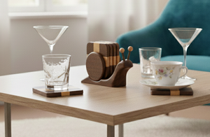 Sous-verre en bois massif de forme carrée classique de haute qualité, épaisseur 5 mm, poli à la main, à prix avantageux - Product Image 3