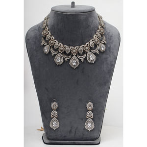 Conjunto de Collar chapado en oro sólido de 24 quilates hecho a mano para mujer circón blanco zarcon transparente para boda fiesta compromiso uso nupcial - Product Image 6