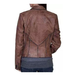 Chaqueta de Cuero para Mujer, Diseño Nuevo, Hecha a Medida, Transpirable, de Piel Vacuna Genuina, con Cierre, Estampado Puff, Color Personalizado - Product Image 3