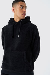 OEM High Quality Customize Sherpa <b>Fleece</b> <b>Hoodies</b> <b>Oversize</b> Plain Black <b>Fleece</b> Wool Sweatshirt Winter Wear Unisex <b>Hoodies</b> - Product Image 3