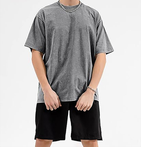 T-shirt délavé à l'acide pour hommes Streetwear Hip Hop Stone 100% Cotton T-Shirt avec logo Customize Oversize Vintage Men's T-Shirts - Product Image 5