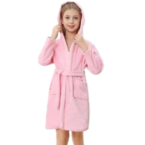 Peignoirs en satin molletonné unique fabriqués en Inde pour enfants-Styles solides et imprimés à séchage rapide et écologiques - Product Image 1