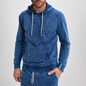 Sweat à capuche pour homme personnalisé en coton 100% avec lavage à l'acide bleu tendance, coupe ample, technique d'impression hivernale, logo complet - Product Image 4