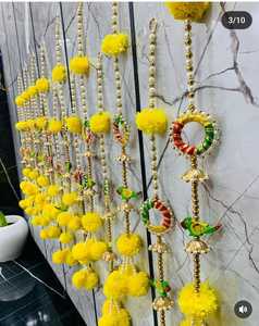 Caléndula amarilla y loro Tota cadena decorativa guirnalda de flores esponjosas artificiales para puerta de casa templo Diwali boda Pooja Decoración - Product Image 4