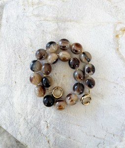 Hand-crafted 20mm Beaded <b>Necklace</b> Buffalo Horn <b>Interlocking</b> Ring Clasp Nautical Style Animal Natural Crafts Christmas New Year - Product Image 4