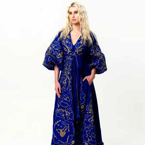 OEM femmes nouvelle mode loisirs confortable rayonne/coton brodé à manches longues Vintage bohème coton lin robes 2024 - Product Image 1