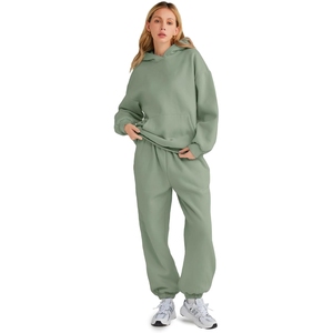 Nouveau survêtement de jogging 2 pièces avec logo personnalisé élégant pour femmes Crop Tops Hoodies Solid Pattern Button Wholesale Available - Product Image 1