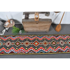 Vintage Turkish <b>Red</b> Rug 28' X 13.3' Traditional Style Large Area Rectangle Hallway <b>Wool</b> Seagrass 10mm Patchwork Latex Room Rug - Product Image 5