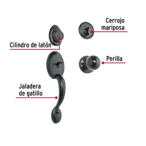 Berna Butterfly Key Basic Poignées de porte et de fenêtre 1 unité avec poignée et bouton Noir en boîte - Product Image 2