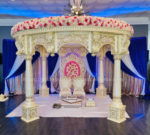 Mandap de mariage hindou, design paon doré, détachable, léger, en fibre de verre, pour mariage indien, DSTExports USA - Product Image 4
