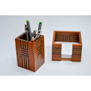 Portalápices de madera de diseño estándar Portalápices de madera de 3 secciones Portalápices de madera de alta calidad para organizador de escritorio - Product Image 2