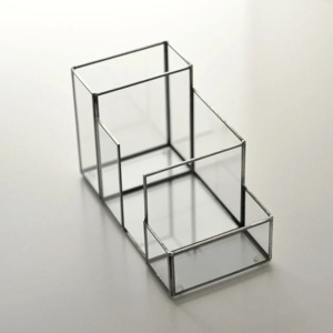 Porte-stylo en verre avec cadre en métal argenté de vente chaude accessoire de bureau organisé pour la maison et le bureau directement de l'usine - Product Image 3