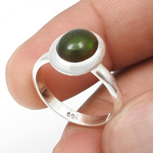 Anneaux de pierres précieuses opale noire naturelle minimaliste en argent Sterling pur 925 qualité d'exportation anneaux de déclaration délicats unisexes - Product Image 2