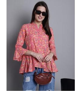 Indian Cotton Hand Block Print Maruti Fashion Casual Wear Exclusive Women's Short <b>Kurti</b> Summer <b>Top</b> Export - Product Image 1