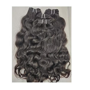 Extensions de cheveux humains indiens bruts non traités cuticules alignées style vague naturelle cheveux vierges type de trame plate - Product Image 3
