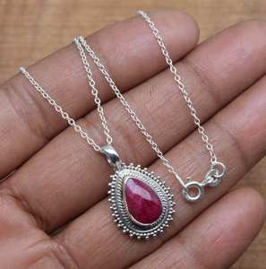 Rubis 925 Sterling Silver Gemstone Handmade Designer Pendentif Fine Jewelry Pendentifs & Charms Pour Femmes - Product Image 1