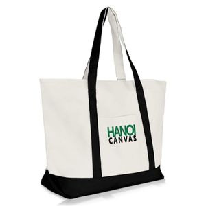 Bolsa de lona de algodón grueso ecológica con logotipo personalizado, bolsa de compras duradera reutilizable con mango de moda, regalo de almacenamiento - Product Image 5