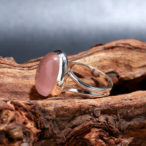 Vintage Rose Quartz Engagement Oval Shaped <b>Silver</b> Plated <b>Solid</b> <b>Silver</b> Genuine Rose Quartz Wedding Ring Birthstone Gemstone - Product Image 4