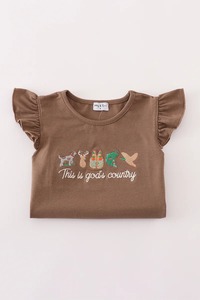 ชุดกระโปรงปักลายเทพเจ้าสีน้ำตาลน่ารักของประเทศชุดสองชิ้นที่ได้แรงบันดาลใจจากตะวันตกของเด็กผู้หญิงชุดมีระบายเสื้อจับคู่ฤดูร้อน - Product Image 6