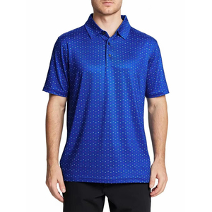 New Arrival Men's <b>Blue</b> Dot Pattern Short Sleeve Golf <b>Polo</b> <b>Shirt</b> Breathable Knitted 100% Polyester Casual Style - Product Image 1