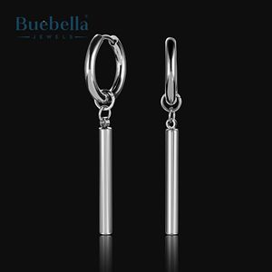 Pendientes de Plata de Ley 925 hechos a mano, pendientes de aro finos de palo redondo colgante delicado para hombres - Product Image 3