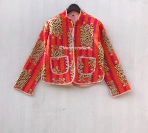 <b>Quilted</b> Floral Handmade Bohemian Jackets Cotton Floral Style Fall Winter Jacket Coat Street wear reversible gift for her - Product Image 1