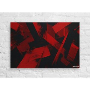 Crimson Havoc Legacy Luxe, Arte en Lienzo Abstracto, Decoración de Pared Metálica Azul Enmarcada para Comedor y Sala de Estar, Estilo Art Deco Contemporáneo - Product Image 1