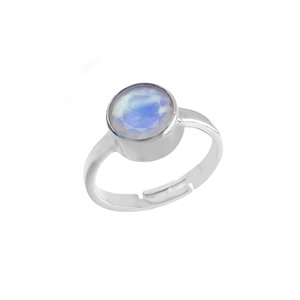 Round Cut Rainbow Moonstone 925 Sterling Silver <b>Adjustable</b> <b>Ring</b> - Product Image 1