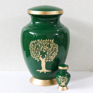 Urna de cremación de árbol de la vida de aluminio con acabado plateado de la mejor calidad, urna para adultos con impresión personalizada para cenizas humanas, suministros funerarios de la India - Product Image 4