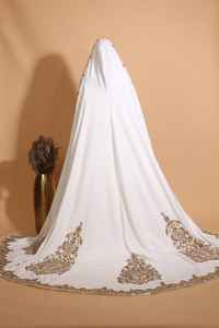 Robe de caftan brodée or blanc royal fait à la main silhouette droite style fête 3D logo avant belle broderie 3D - Product Image 3