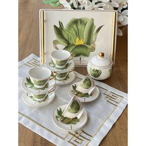 Tazza di caffè turco fiore verde 15 pezzi per 6 persone - Product Image 1