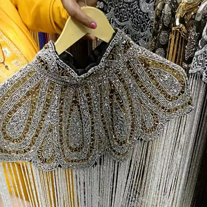 Belle Cape Burlesque pour les tenues de club de fête élégant brins perlés droits paillettes attache cou broderie perles - Product Image 2