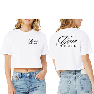 Camiseta corta informal para mujer al por mayor, Camiseta corta de algodón con logotipo personalizado para mujer, Top corto personalizado con logotipo - Product Image 4