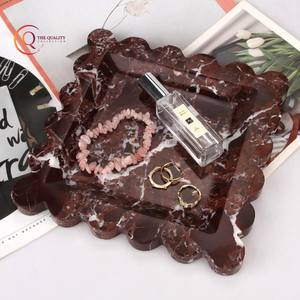 อาหารจานหินอ่อนยอดนิยมของเซิร์ฟเวอร์ของตกแต่งโต๊ะทำมือสีน้ำตาลเข้มสำหรับงานแต่งงานงานเลี้ยงรีสอร์ทและโรงแรม - Product Image 6