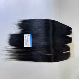 New Style Bone Straight Machine Double Weft Vietnamese Virgin Human Hair Extensions Hair Weaving No <b>Tangles</b> - Product Image 2