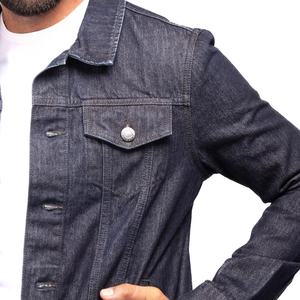 Chaqueta de Mezclilla Moderna para Hombre, Corte Ajustado, Lavado Oscuro, Algodón, Estilo Urbano, Transpirable, Invierno, Logotipo Frontal, Servicio OEM - Product Image 6