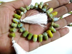 Natural Boulder Opal Briolette lápiz facetado forma de bala 0,5 a 1 pulgada cuentas largas hebra 8 pulgadas de largo - Product Image 3