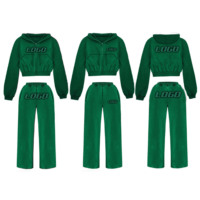 Survêtements personnalisables écologiques en polyester/coton délavé, durables, respirants, avec sweat à capuche et pantalon en molleton pour femme