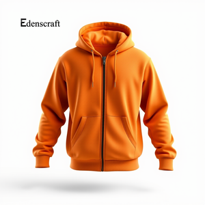 Sweat à capuche en molleton décontracté et confortable pour hommes, grande taille, impression numérique gaufrée, fermeture éclair élégante de couleur unie, teint en plaine d'hiver - Product Image 5