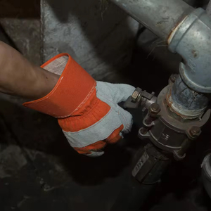 Gants de travail de protection des mains en cuir de vache de qualité supérieure durables Prix de gros Gants de travail à contraction de paume en cuir double - Product Image 4