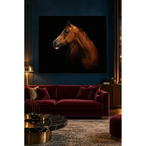 Retrato de Caballo Castaño Fida sobre Lienzo con Fondo Negro - Product Image 4